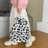 Plush Animal Print Handbag Women Shoulder Backpack