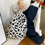 Plush Animal Print Handbag Women Shoulder Backpack
