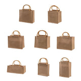 Burlap Jute Shopping Bag Handbag Bamboo Loop Handles Tote