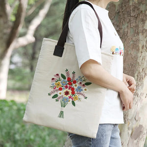 DIY Embroidery Kit Flower Shoulder Bag Cross Stitch Beginner Sewing Art Craft