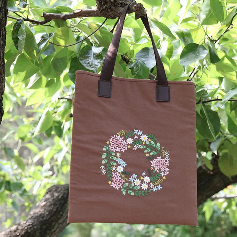 DIY Embroidery Kit Flower Shoulder Bag Cross Stitch Beginner Sewing Art Craft
