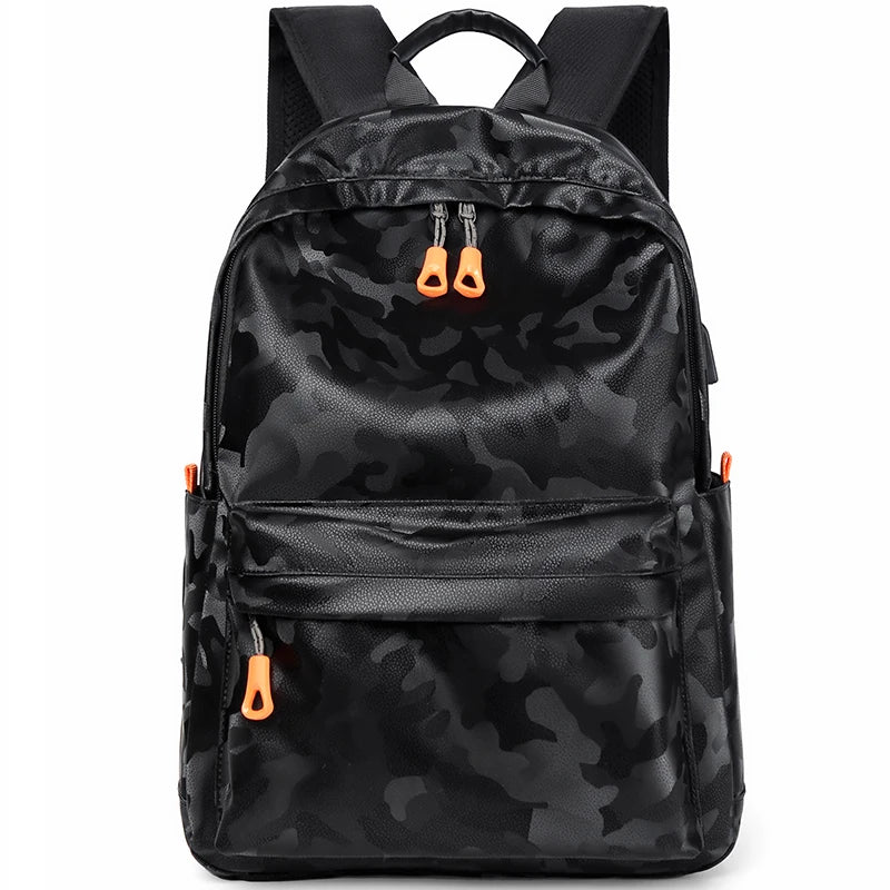 Camouflage Laptop Backpack Waterproof 14 Inch USB Charging School Bag