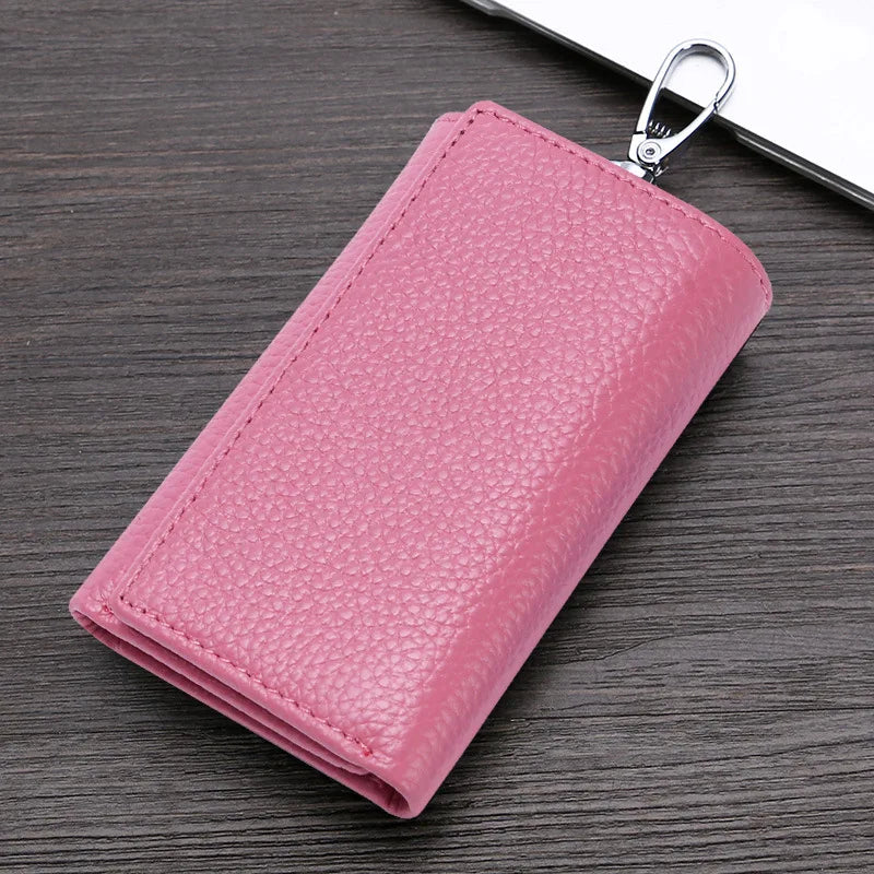 Leather Keychain Holder Car Key Bag Unisex Wallet Cover