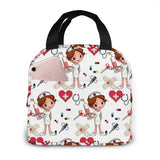 Cartoon Nurse Pattern Insulated Lunch Bag