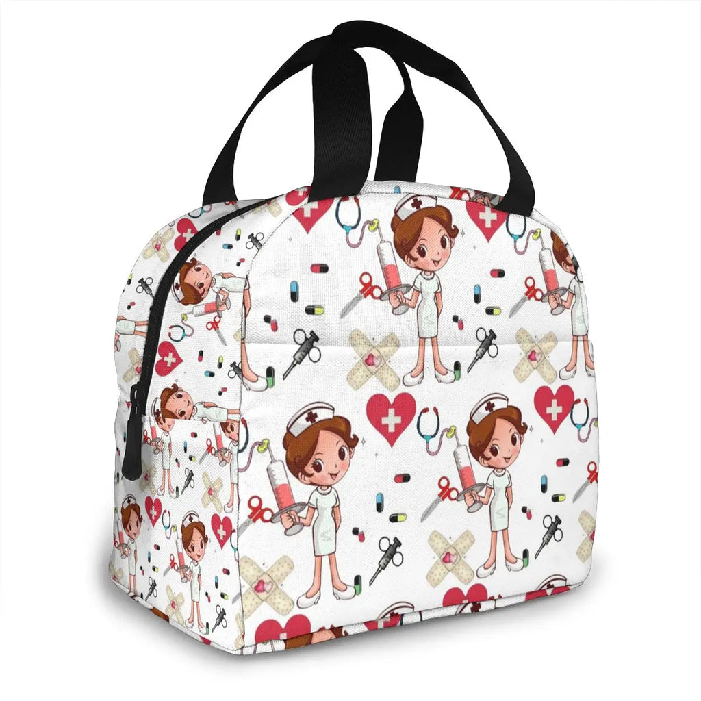 Cartoon Nurse Pattern Insulated Lunch Bag