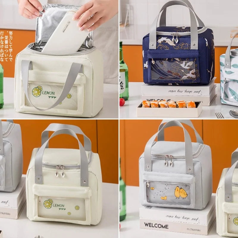 Portable Lunch Bag Thermal Insulated Cooler Bento Pouch Food Storage