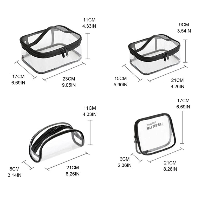 Transparent PVC Travel Cosmetic Bag Toiletry Zip Organizer
