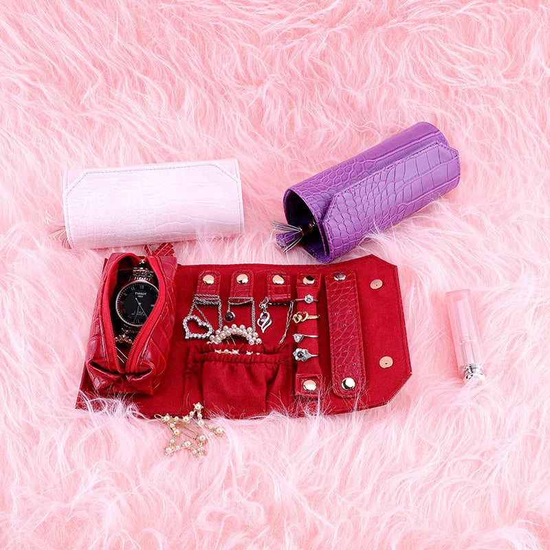 Travel Jewelry Organizer Box Roll PU Leather Jewellery Storage Pouch