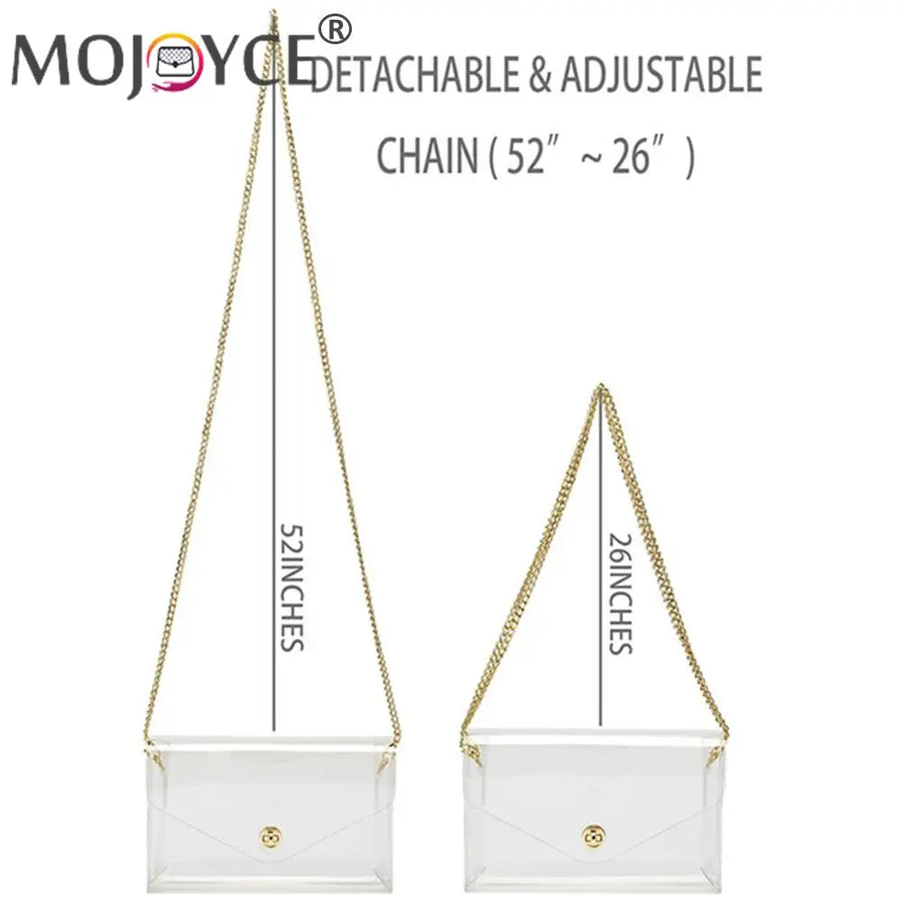 Portable Clear PVC Clutch Chain Handbag Stadium Approved Waterproof Bag