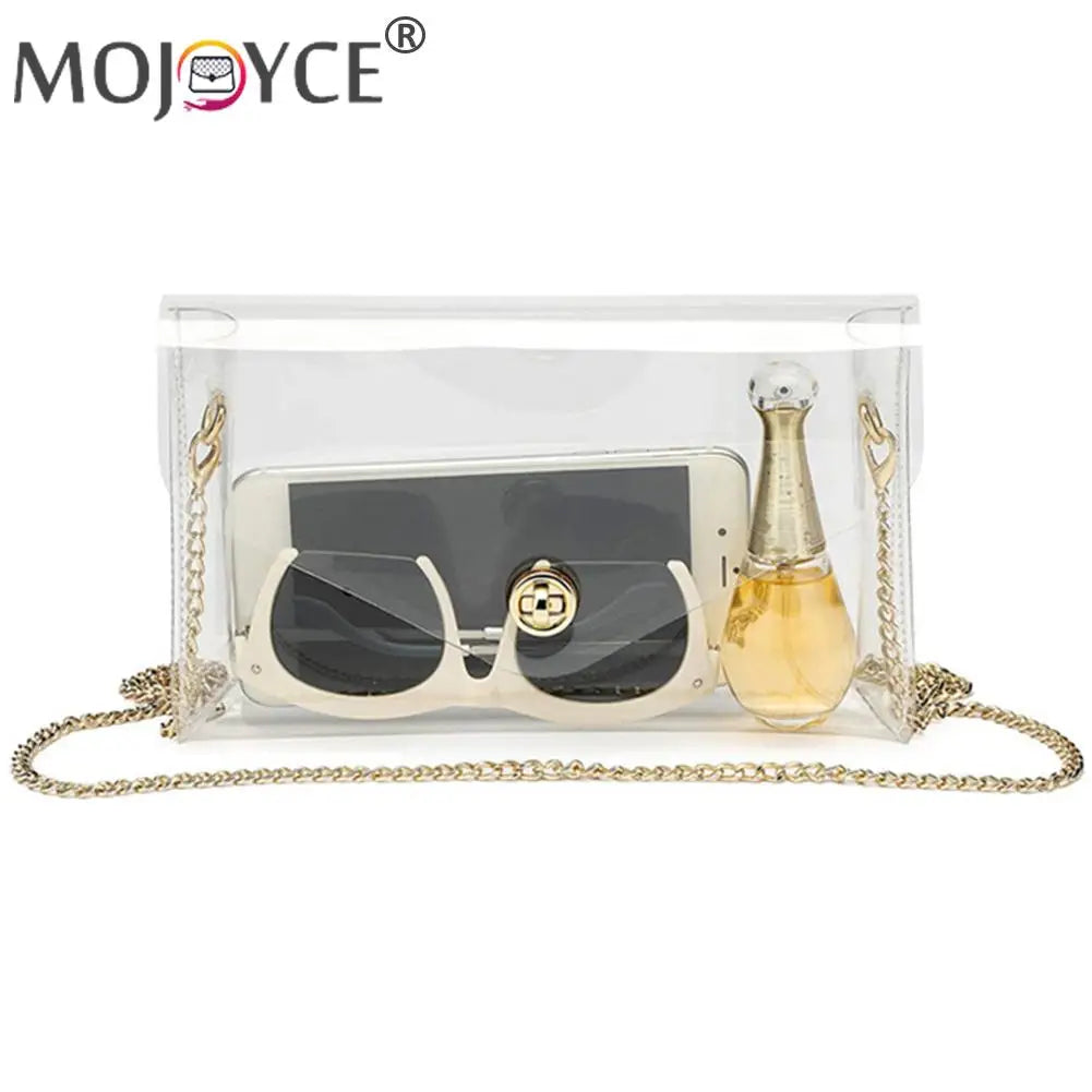 Portable Clear PVC Clutch Chain Handbag Stadium Approved Waterproof Bag