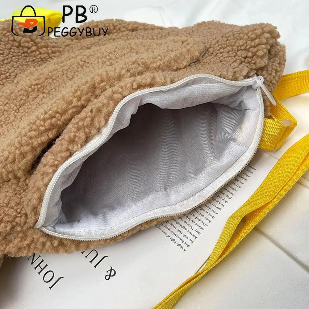Women Plush Cartoon Shoulder Bag Hen Shape Crossbody Bag