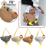 Women Plush Cartoon Shoulder Bag Hen Shape Crossbody Bag