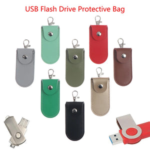 Leather Pouch Case Keychain for USB Flash Drive Memory Stick