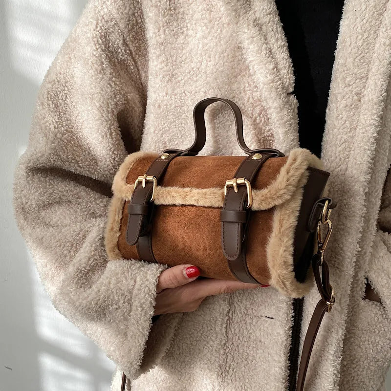 Autumn Winter Lamb Plush Cross Body Bag Women Bag