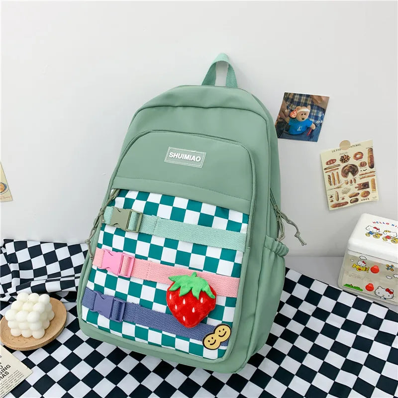 Preppy Style Canvas Backpack Women Contrast Harajuku Backpacks Students School B
