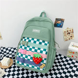 Preppy Style Canvas Backpack Women Contrast Harajuku Backpacks Students School B