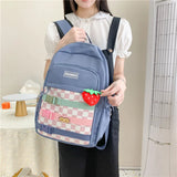 Preppy Style Canvas Backpack Women Contrast Harajuku Backpacks Students School B