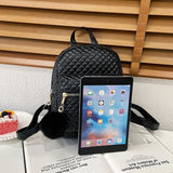 Preppy Style Lattice Pattern PU Leather Knapsacks Casual Women Handbag Rucksacks