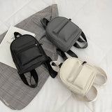 Preppy Style Leather Lychee Pattern Backpack Women School Rucksack