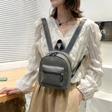 Preppy Style Leather Lychee Pattern Backpack Women School Rucksack