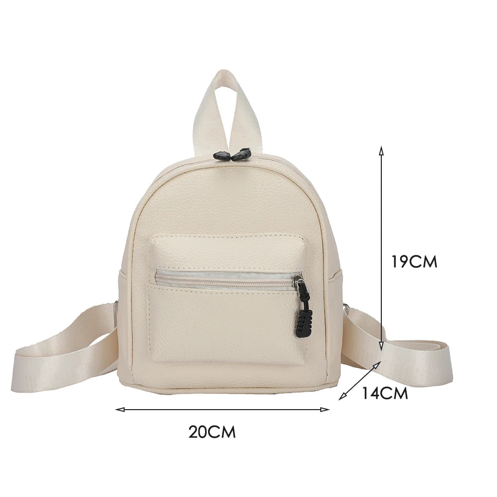 Preppy Style Leather Lychee Pattern Backpack Women School Rucksack