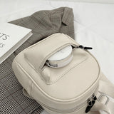 Preppy Style Leather Lychee Pattern Backpack Women School Rucksack