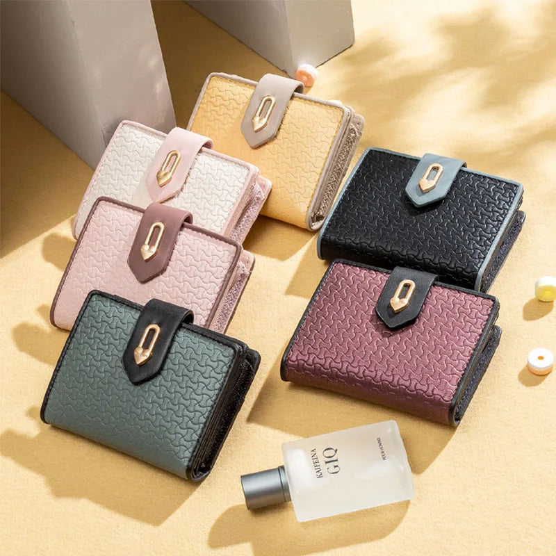 Women PU Leather Wallet Large Capacity Hasp Purses Multifunction Short Purse