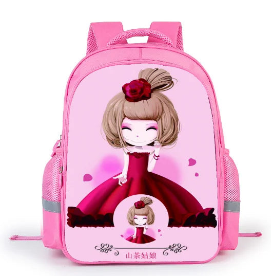 Cartoon Flower Girl School Backpack Lightweight Shoulder Bag