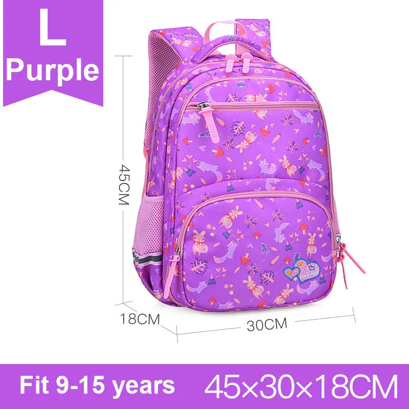 Princess Fox Heart Rabbit Embroidery Girl Boy Children School Bagpack