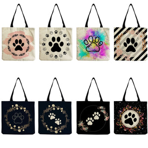 Cartoon Dog Paw Printed Lady Tote Bag