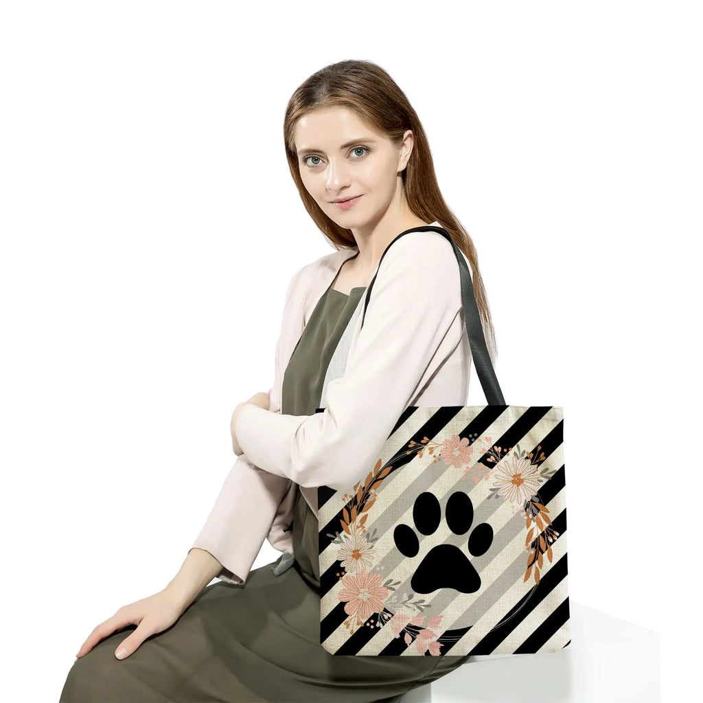 Cartoon Dog Paw Printed Lady Tote Bag
