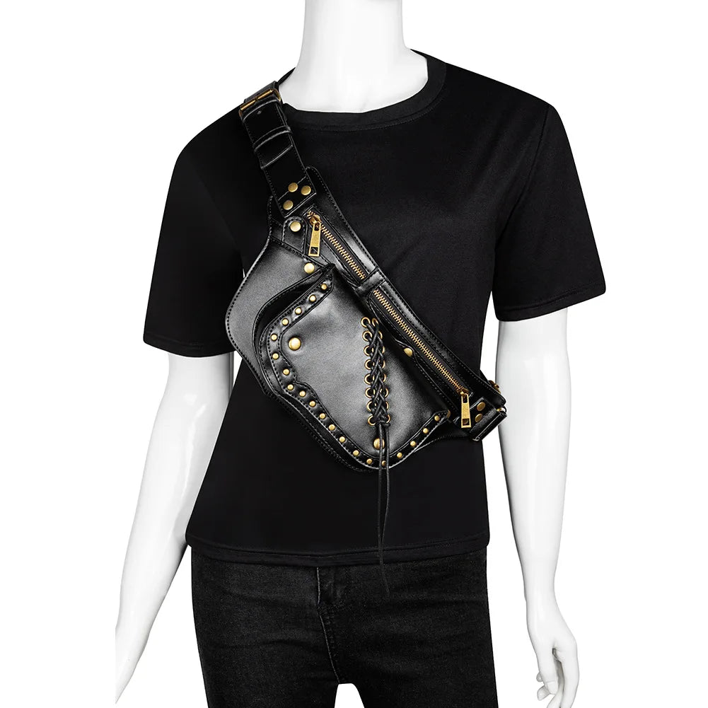 Gothic Punk Shoulder Bag Waist Pack Fanny Pack