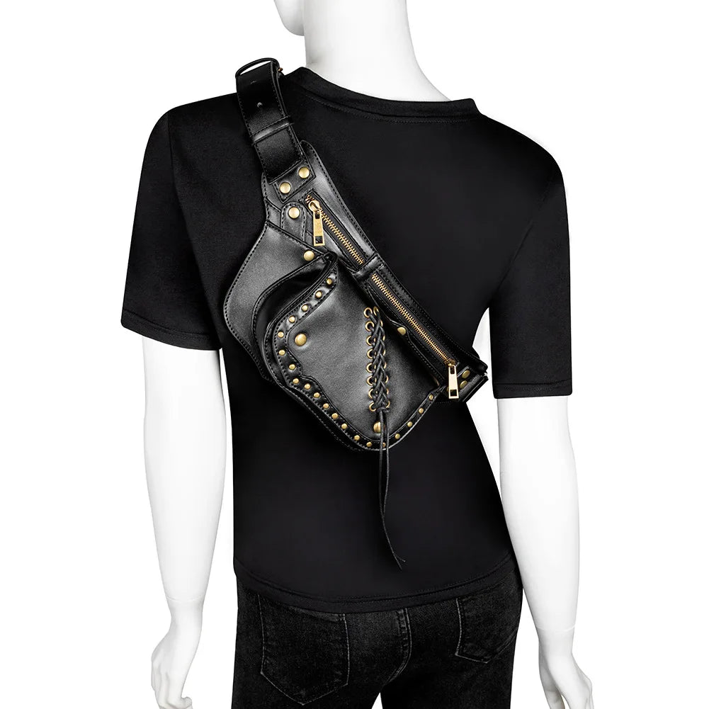 Gothic Punk Shoulder Bag Waist Pack Fanny Pack