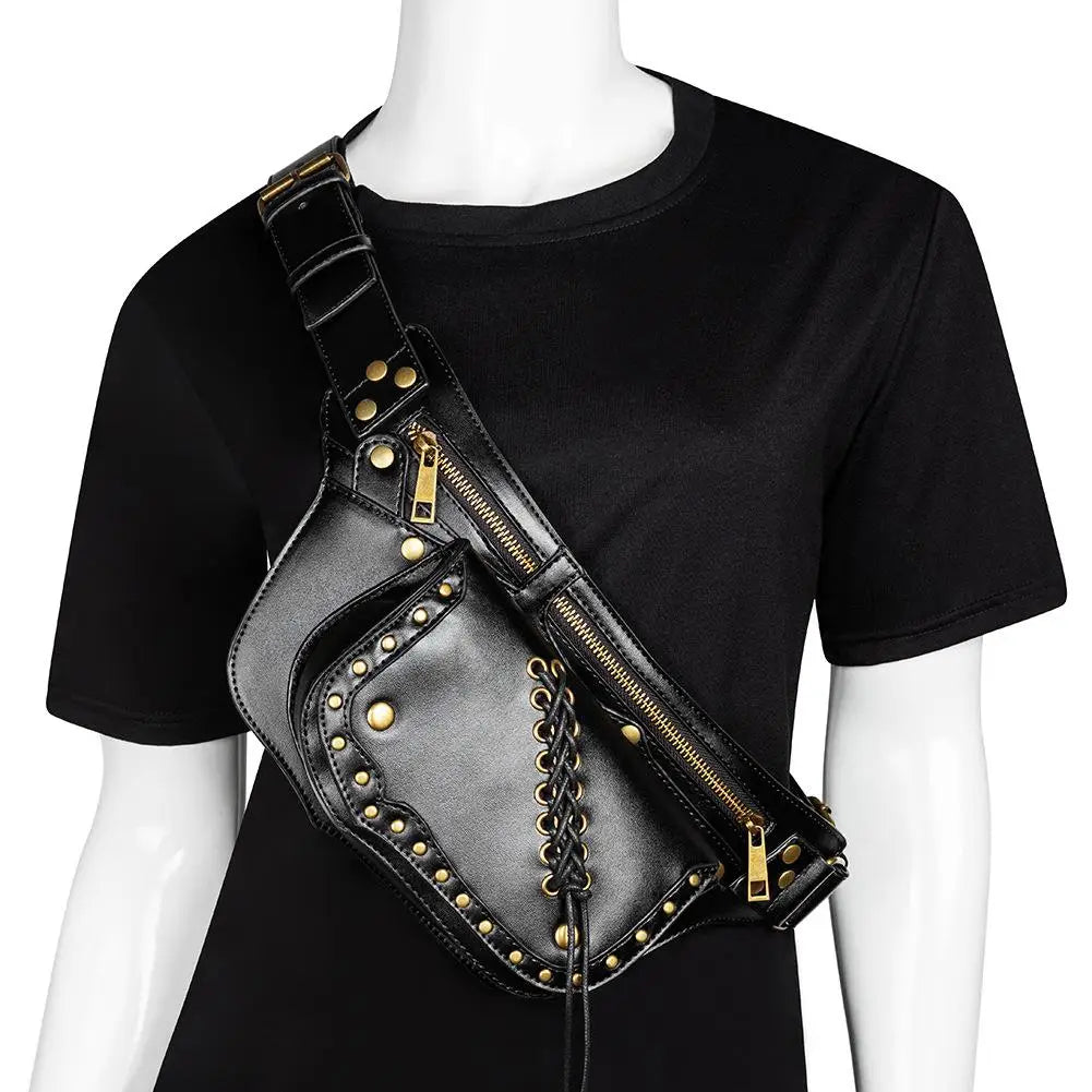 Gothic Punk Shoulder Bag Waist Pack Fanny Pack