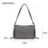 Silver Women Diamonds Tote Bag Rhinestone Shoulder Bags Clutch Purse