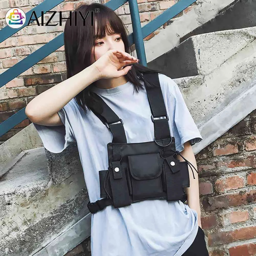 Adjustable Unisex Nylon Waistcoat with Mobile Phone Bag Pair
