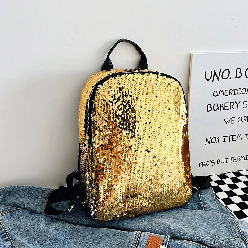 Sequin Backpack Girl Students Travel Teenagers Women Bag