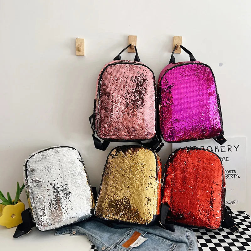 Sequin Backpack Girl Students Travel Teenagers Women Bag