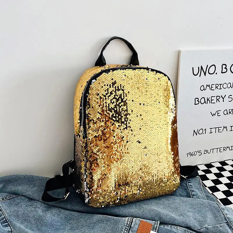 Sequin Backpack Girl Students Travel Teenagers Women Bag
