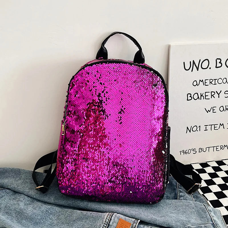 Sequin Backpack Girl Students Travel Teenagers Women Bag