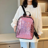 Sequin Backpack Girl Students Travel Teenagers Women Bag