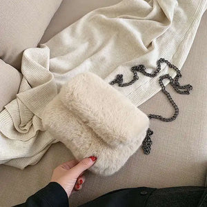 Plush Square Flip Chain Bag Messenger Plush Bag Tide