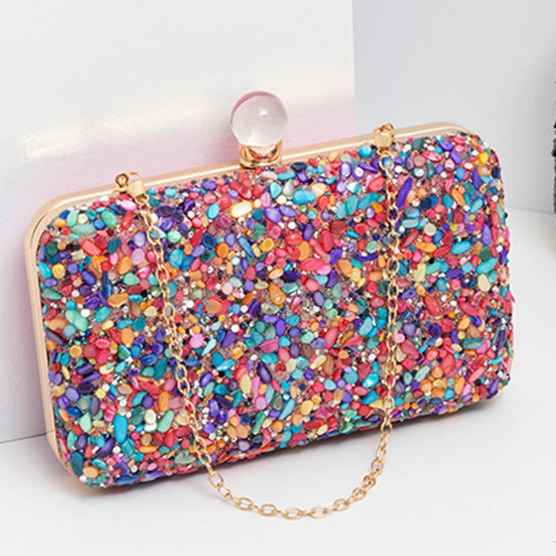 Purple Clutch Purse Colorful Evening Crossbody Shoulder Bag