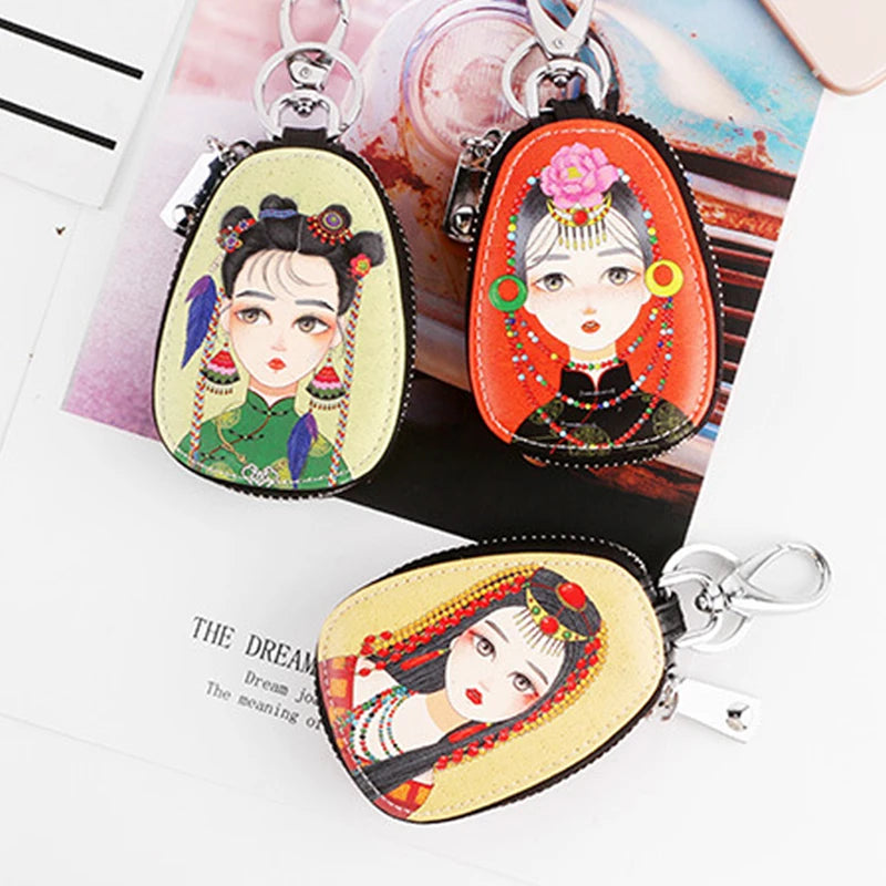 Cartoon Cat Key Bag PU Leather Key Wallets