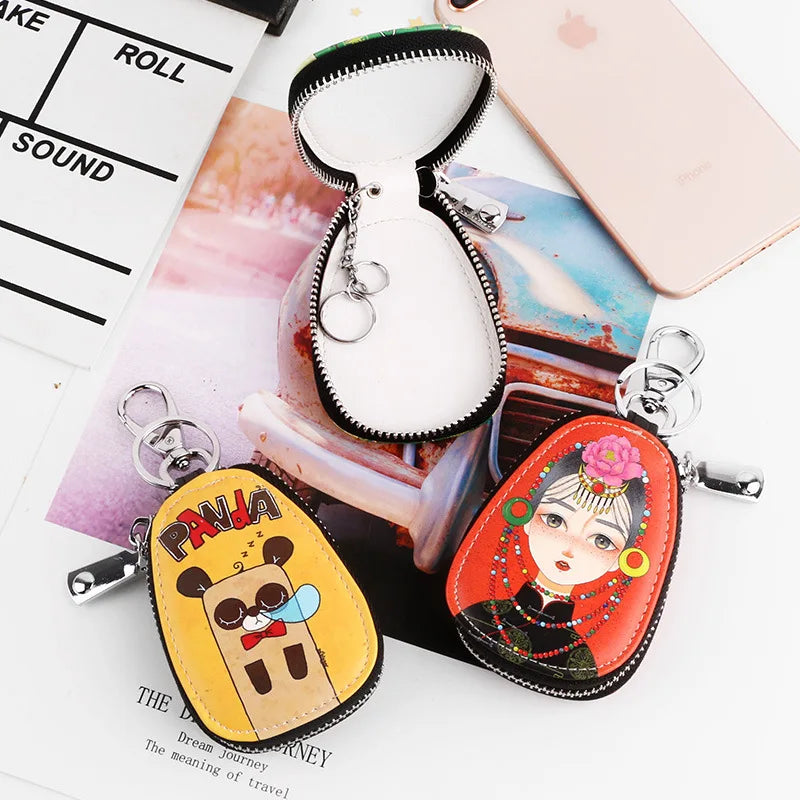 Cartoon Cat Key Bag PU Leather Key Wallets