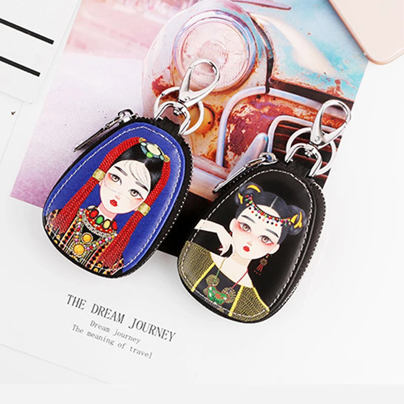 Cartoon Cat Key Bag PU Leather Key Wallets