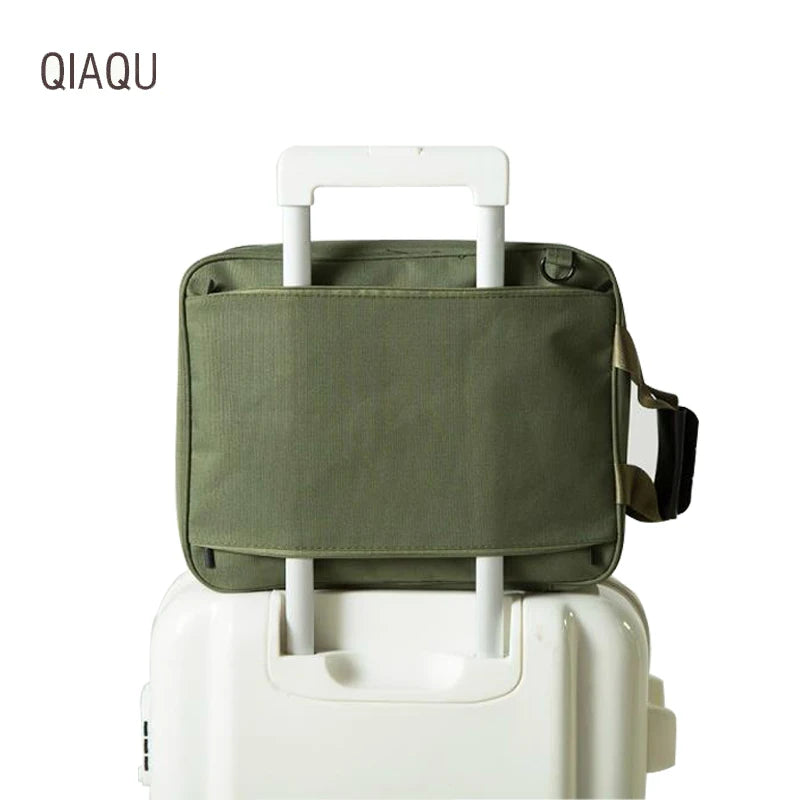 Casual Solid Canvas Handbag Cross Body Clothing Storage Pouch High Capacity
