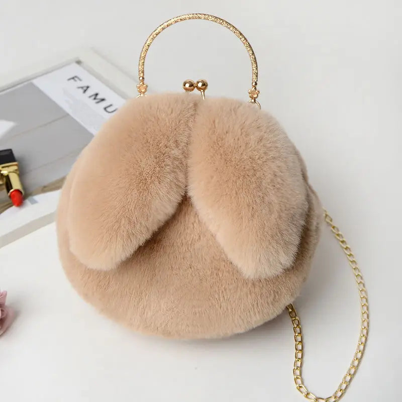 Qiaoduo Women Plush Mini Shoulder Bag Soft Rabbit Ears Crossbody Bag for Women