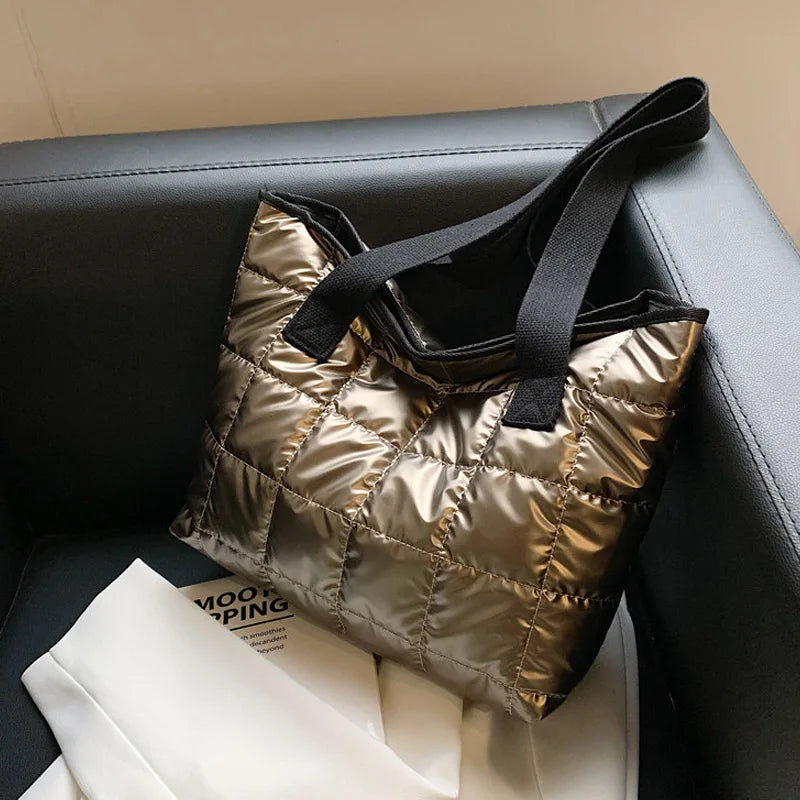 Lattice Pattern Shoulder Bag Women Handbag Large Capacity Tote