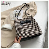 Bow Bucket Bag Women's Autumn and Winter High-capacity Shoulder Bag
